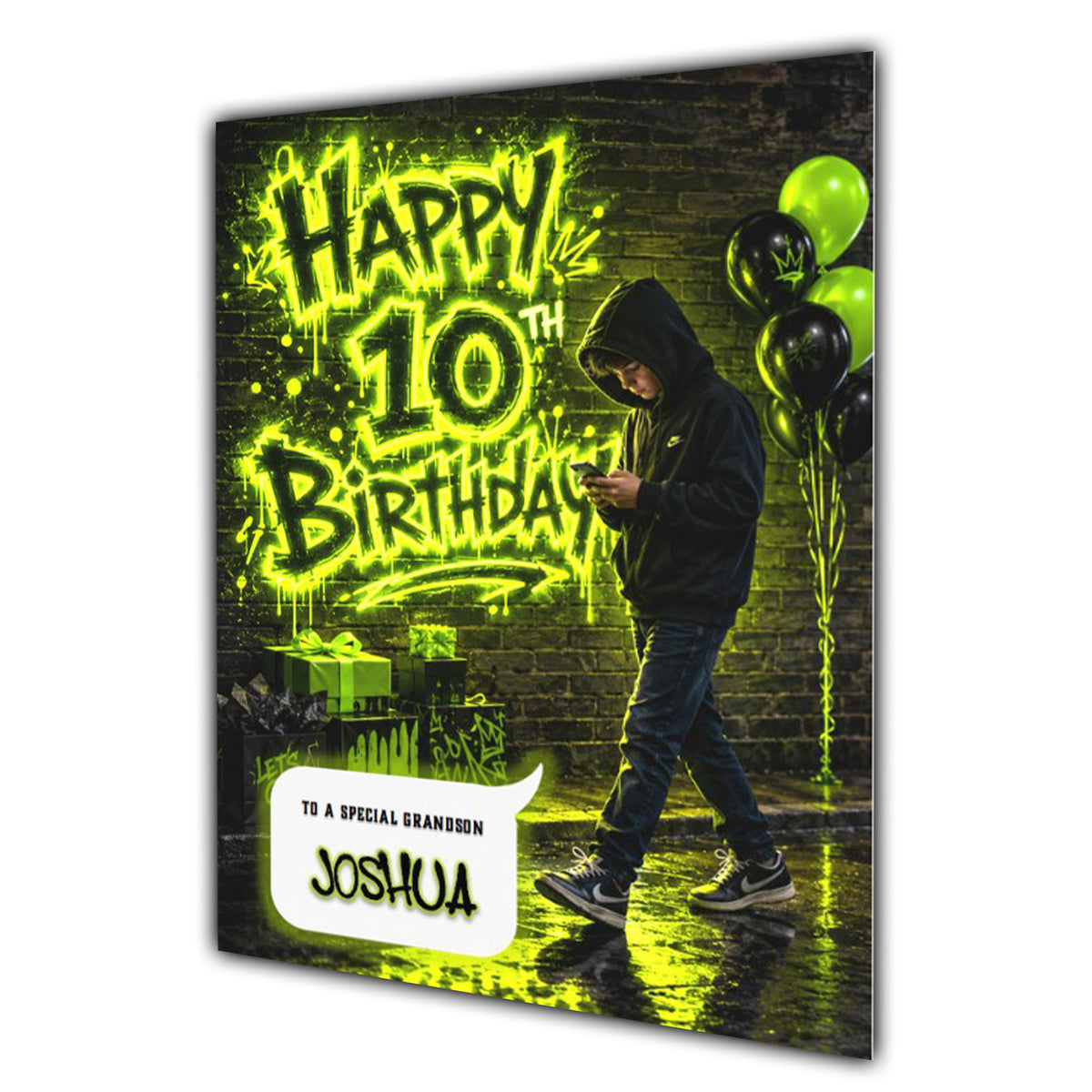 10th Birthday Card for Boys Personalised, Son, Grandson, Nephew,  A5 Size