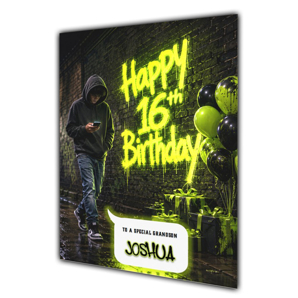 16th Birthday Card for Boys Personalised, Son, Grandson, Nephew,  A5 Size