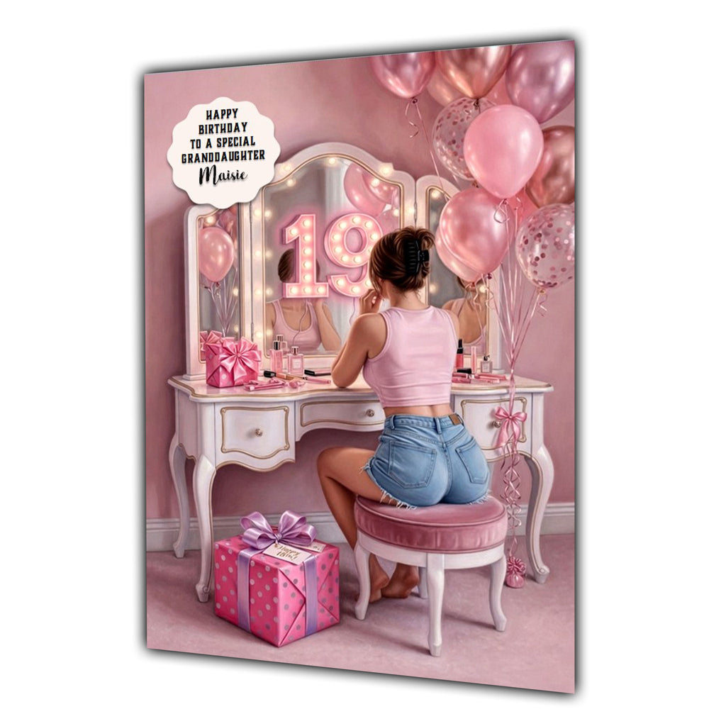 19th Birthday Card Girl, Granddaughter, Daughter, Niece, Large A5 Size
