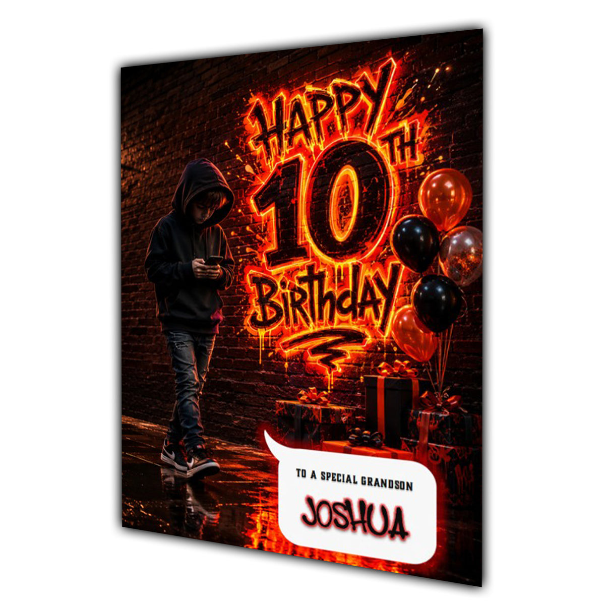 10th Birthday Card for Boys Personalised, Son, Grandson, Nephew,  A5 Size
