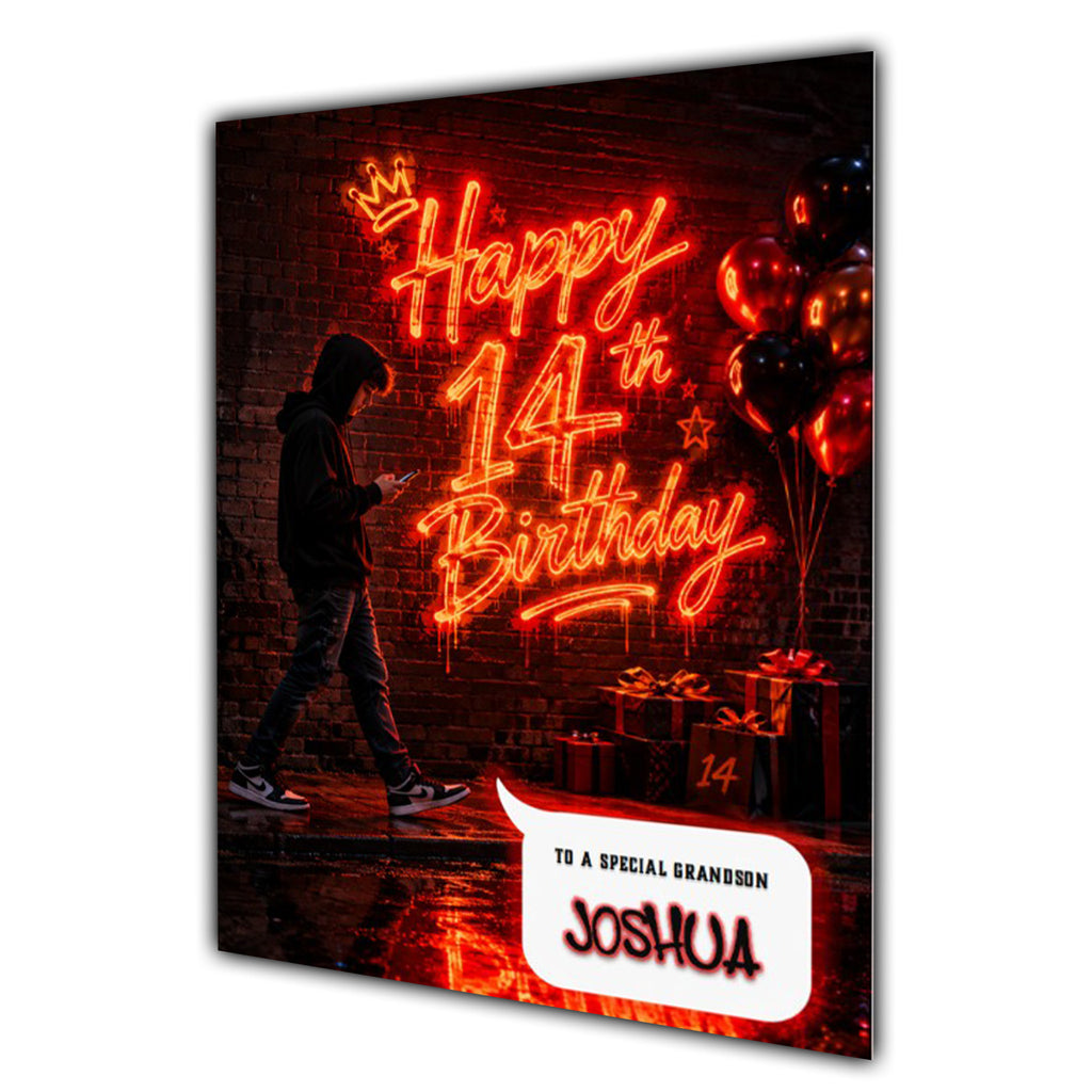 14th Birthday Card for Boys Personalised, Son, Grandson, Nephew,  A5 Size