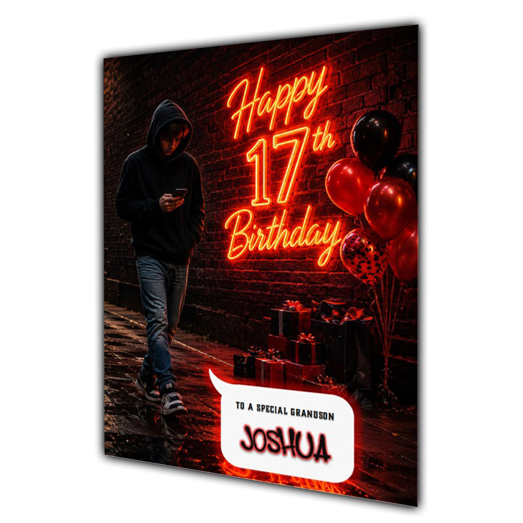 17th Birthday Card for Boys Personalised, Son, Grandson, Nephew,  A5 Size