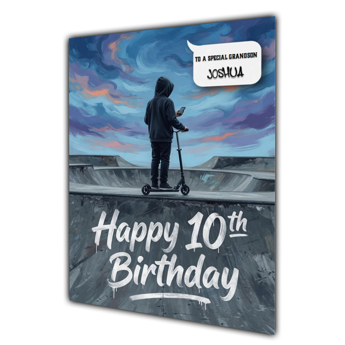 10th Birthday Card for Boys Personalised, Son, Grandson, Scooter,  A5 Size