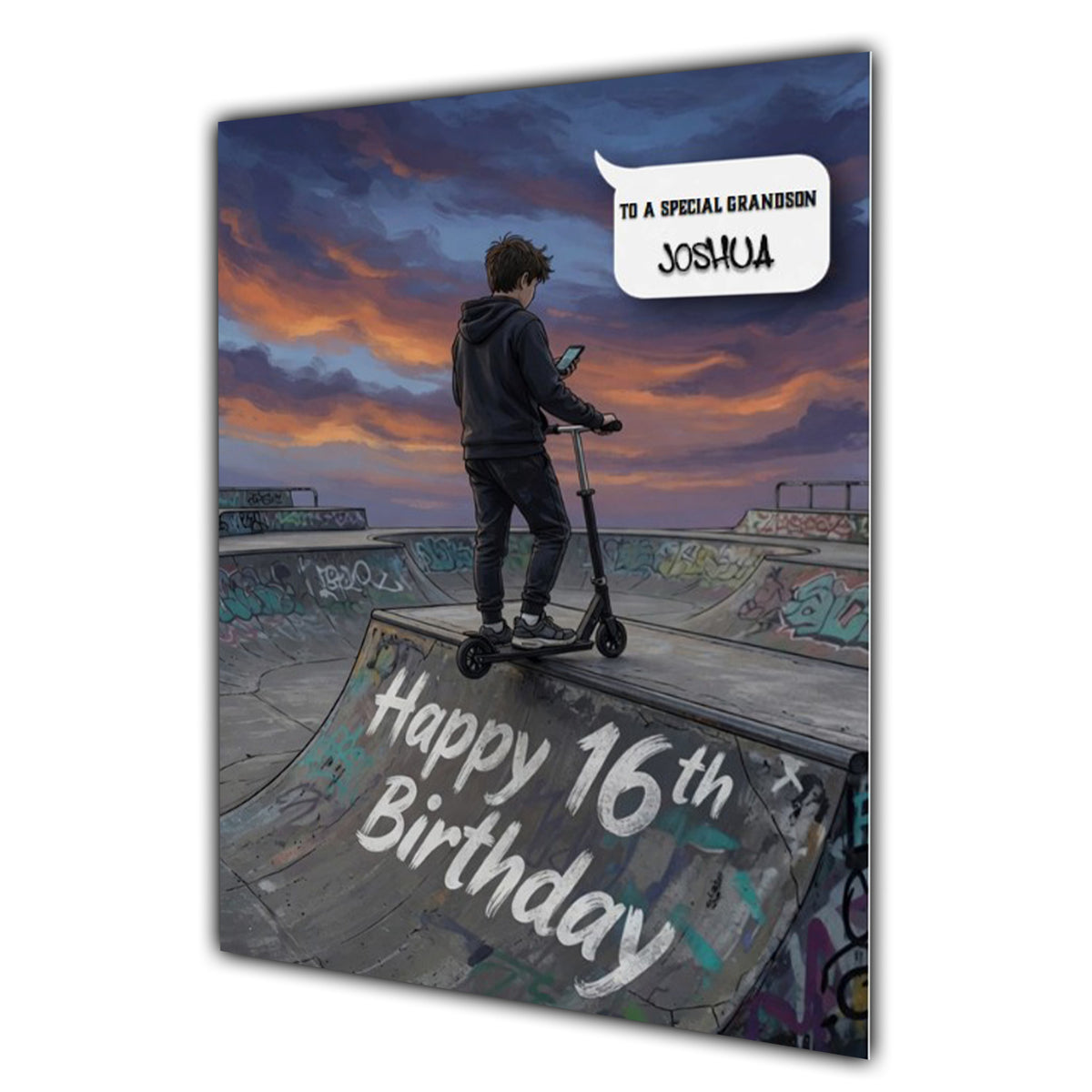 16th Birthday Card For Boys, Grandson, Son, Nephew, Great, Personalised, Scooter Urban Mobile,