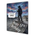 17th Birthday Card Boys Personalised, Son, Grandson, Skateboard,  A5 Size
