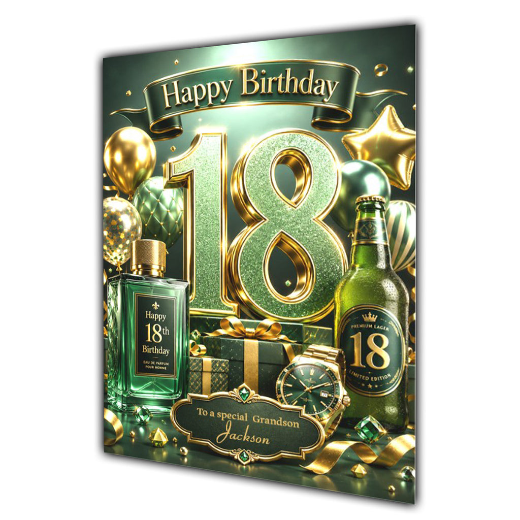 18th Birthday Card Men Personalised, Son, Grandson, Nephew,  A5 Size