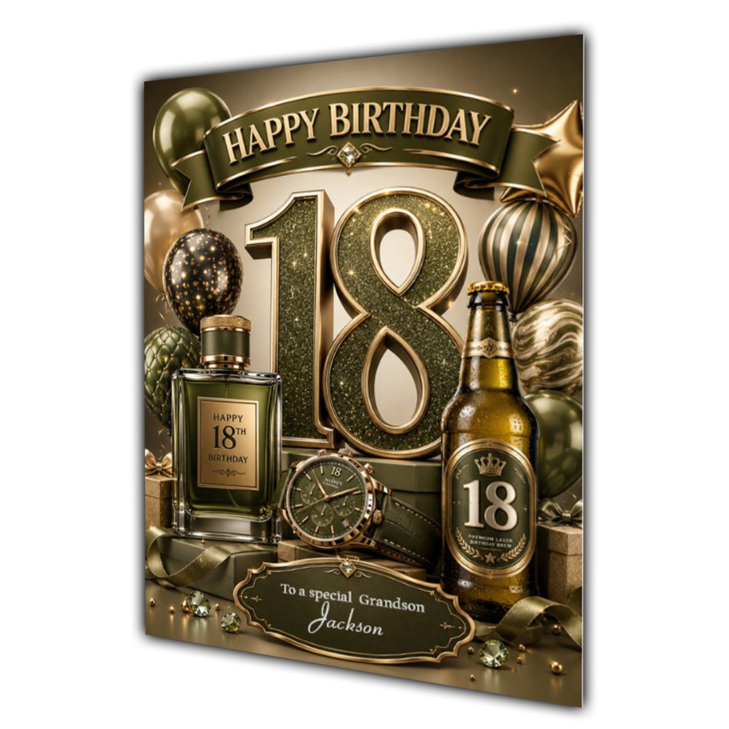 18th Birthday Card Men Personalised, Son, Grandson, Nephew,  A5 Size