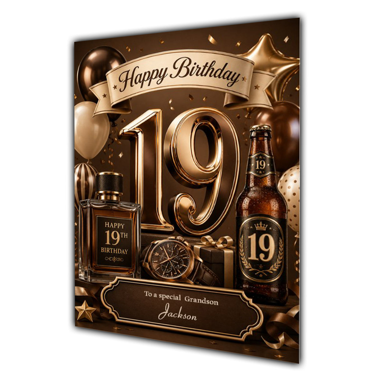 19th Birthday Card For Men, Grandson, Son, Nephew, Dad, Uncle, Grandad, Personalised, Male, Masculine, Trendy,