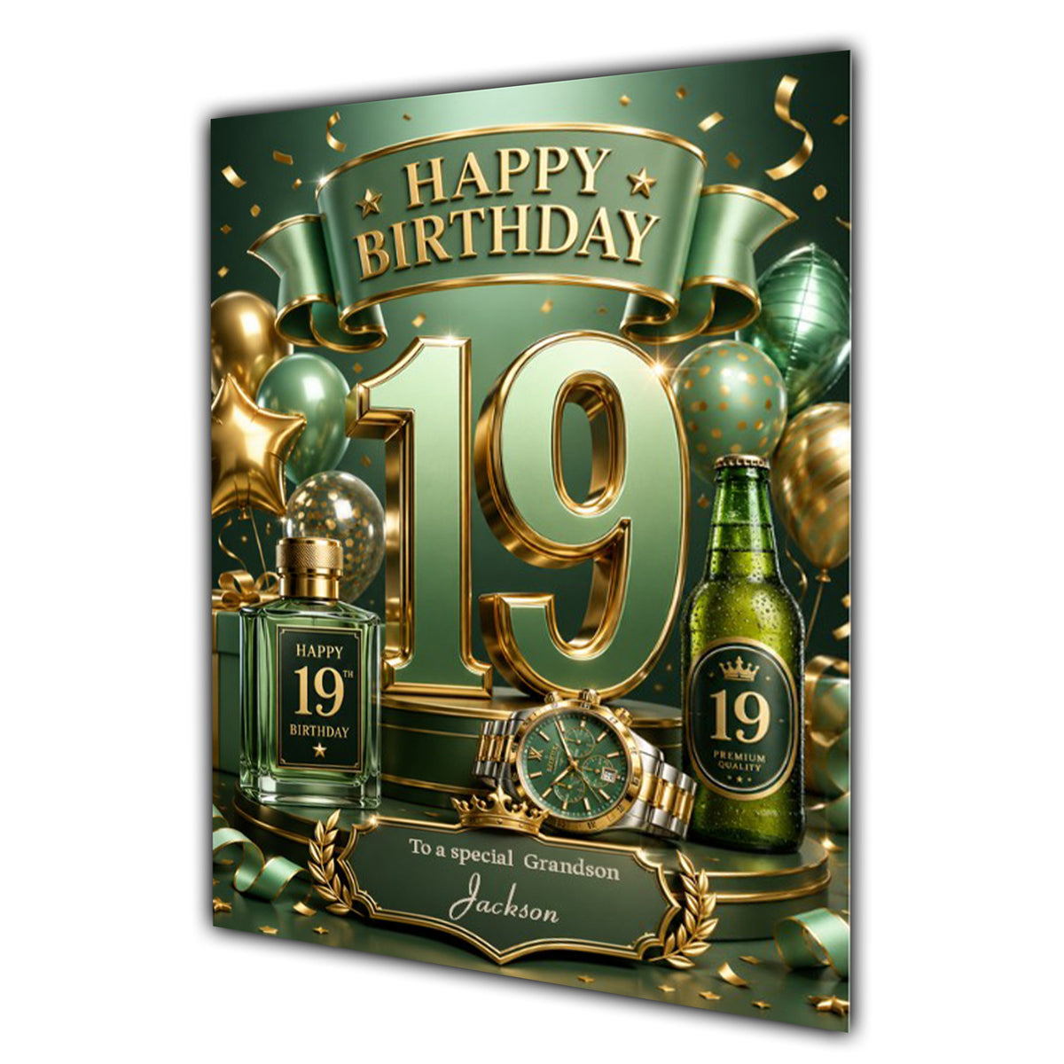 19th Birthday Card Men Personalised, Son, Grandson, Nephew,  A5 Size
