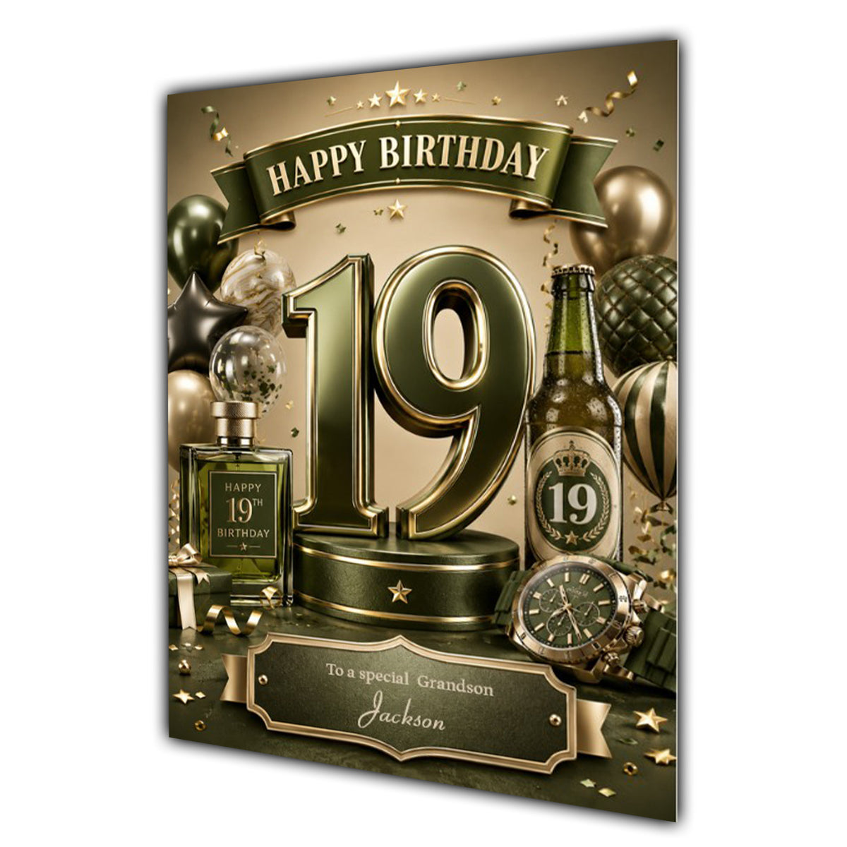 19th Birthday Card Men Personalised, Son, Grandson, Nephew,  A5 Size