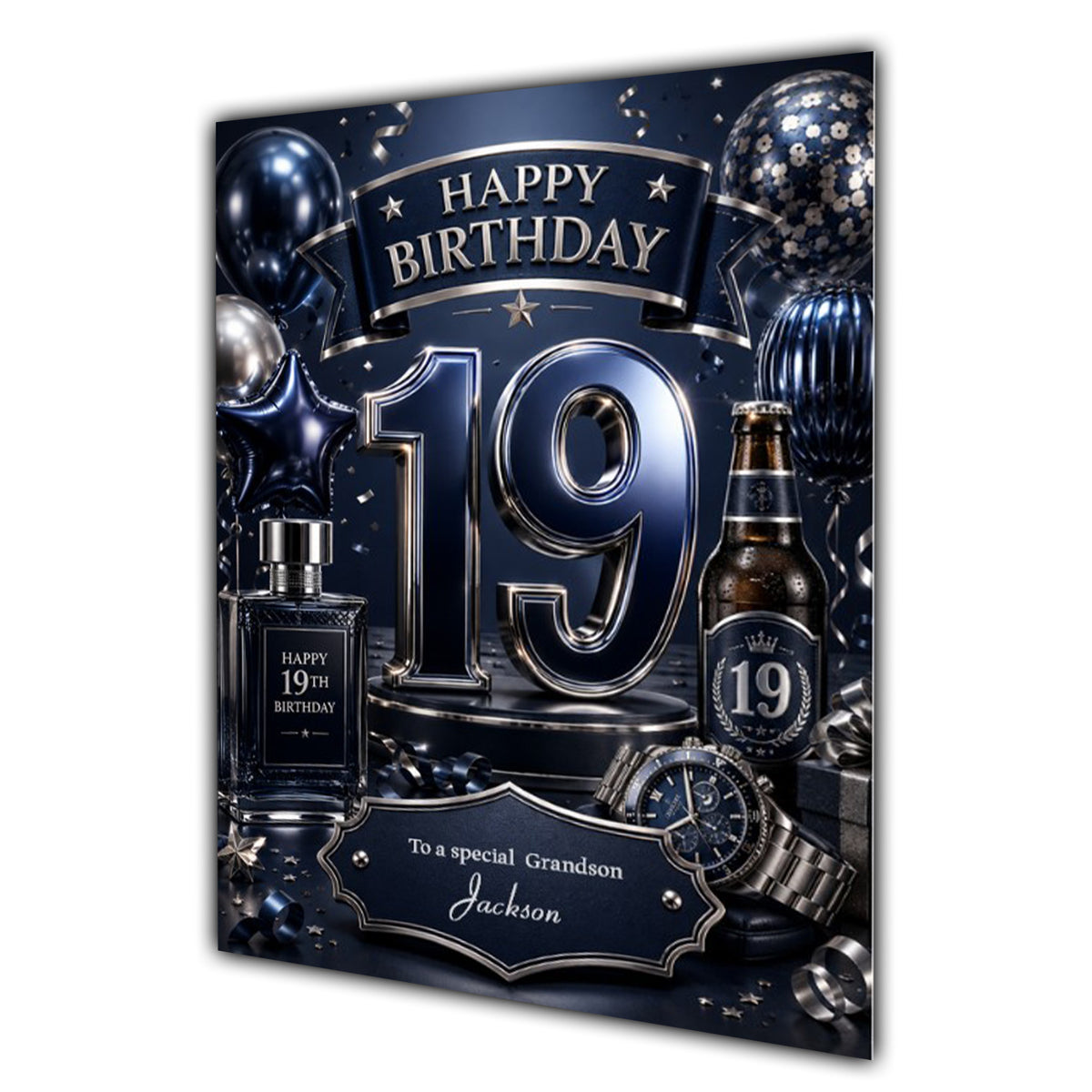 19th Birthday Card Men Personalised, Son, Grandson, Nephew,  A5 Size