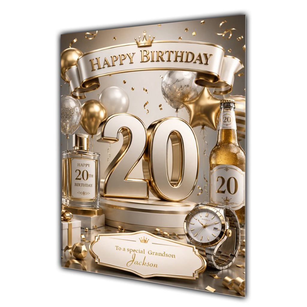 20th Birthday Card For Men, Grandson, Son, Nephew, Dad, Uncle, Grandad, Personalised, Male, Masculine, Trendy,
