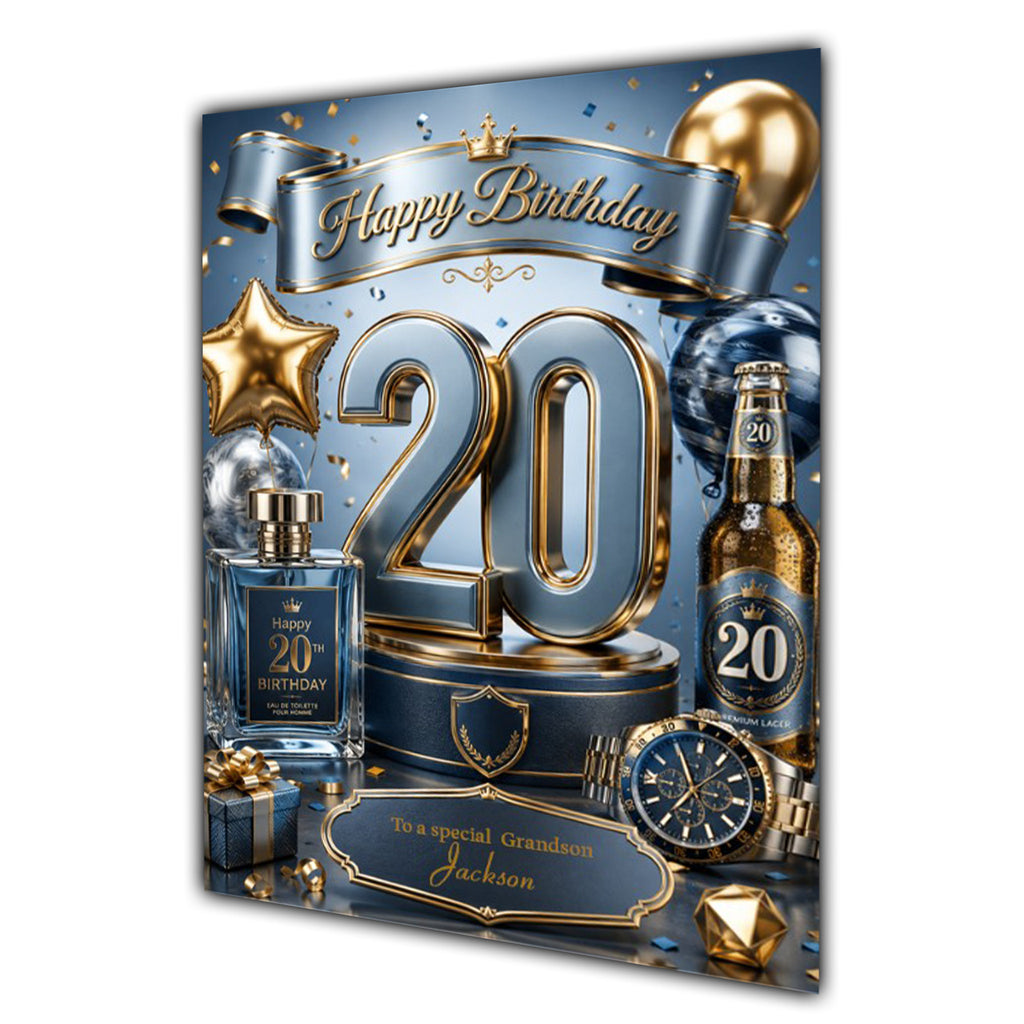 20th Birthday Card Men Personalised, Son, Grandson, Nephew,  A5 Size