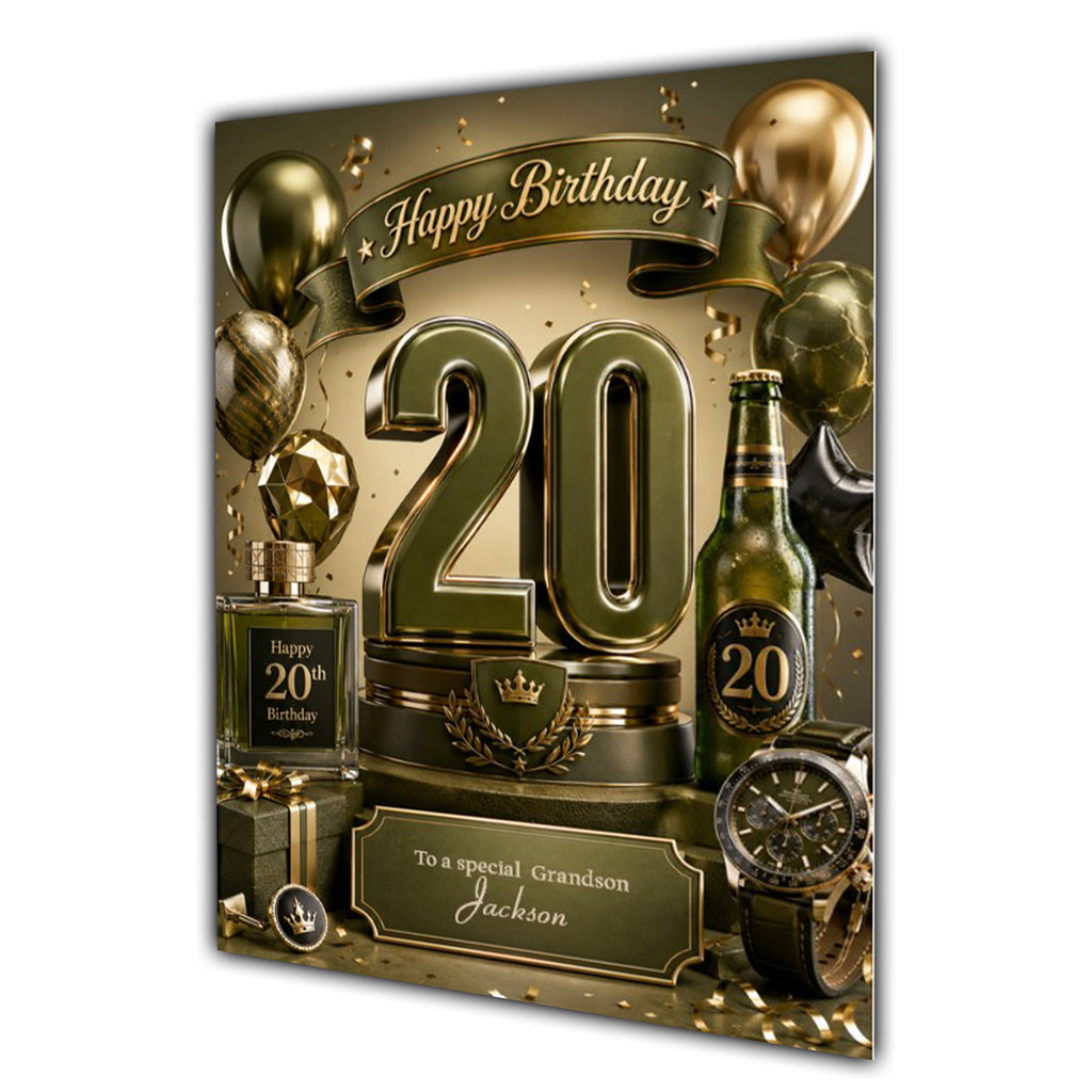 20th Birthday Card Men Personalised, Son, Grandson, Nephew,  A5 Size