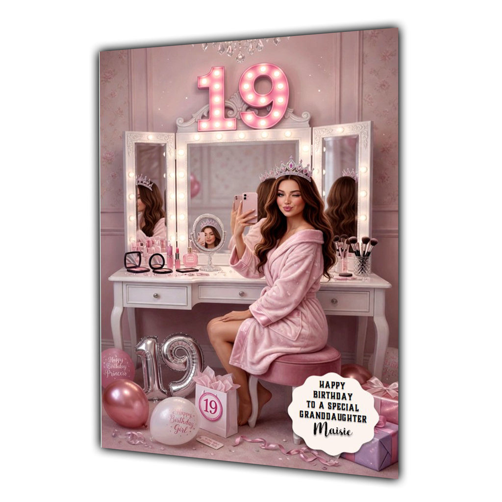 19th Birthday Card Girl, Granddaughter, Daughter, Niece, Large A5 Size