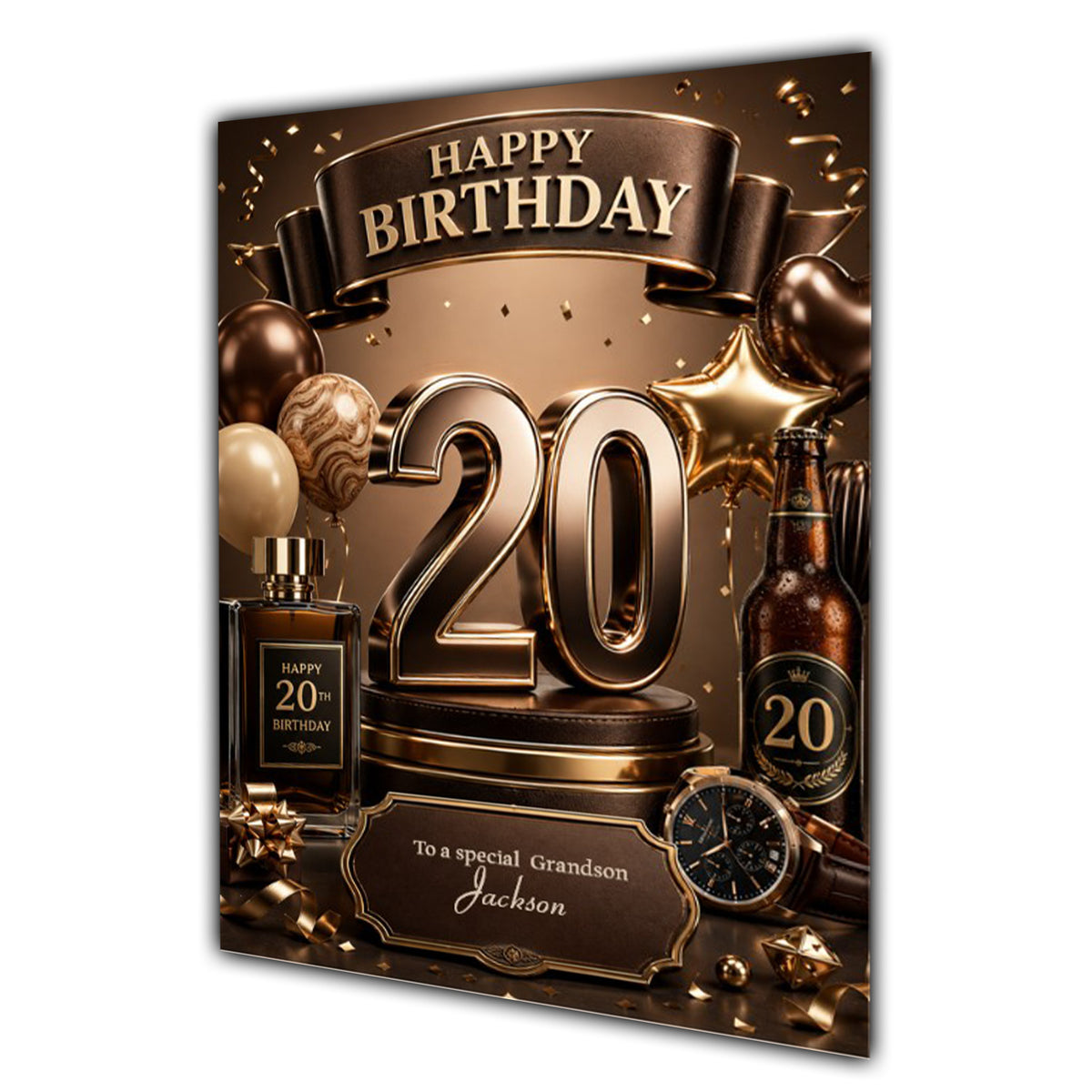 20th Birthday Card Men Personalised, Son, Grandson, Nephew,  A5 Size