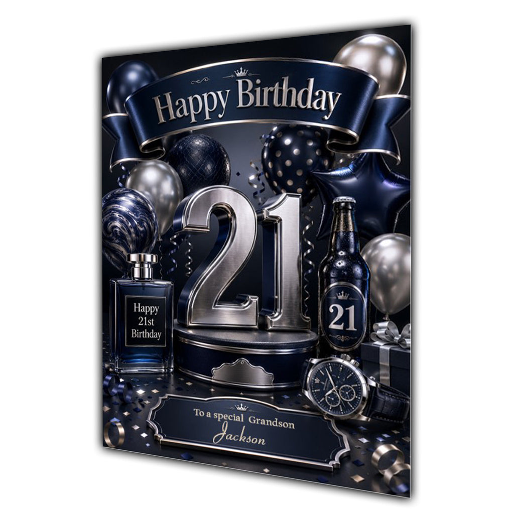 21st Birthday Card Men Personalised, Son, Grandson, Nephew,  A5 Size