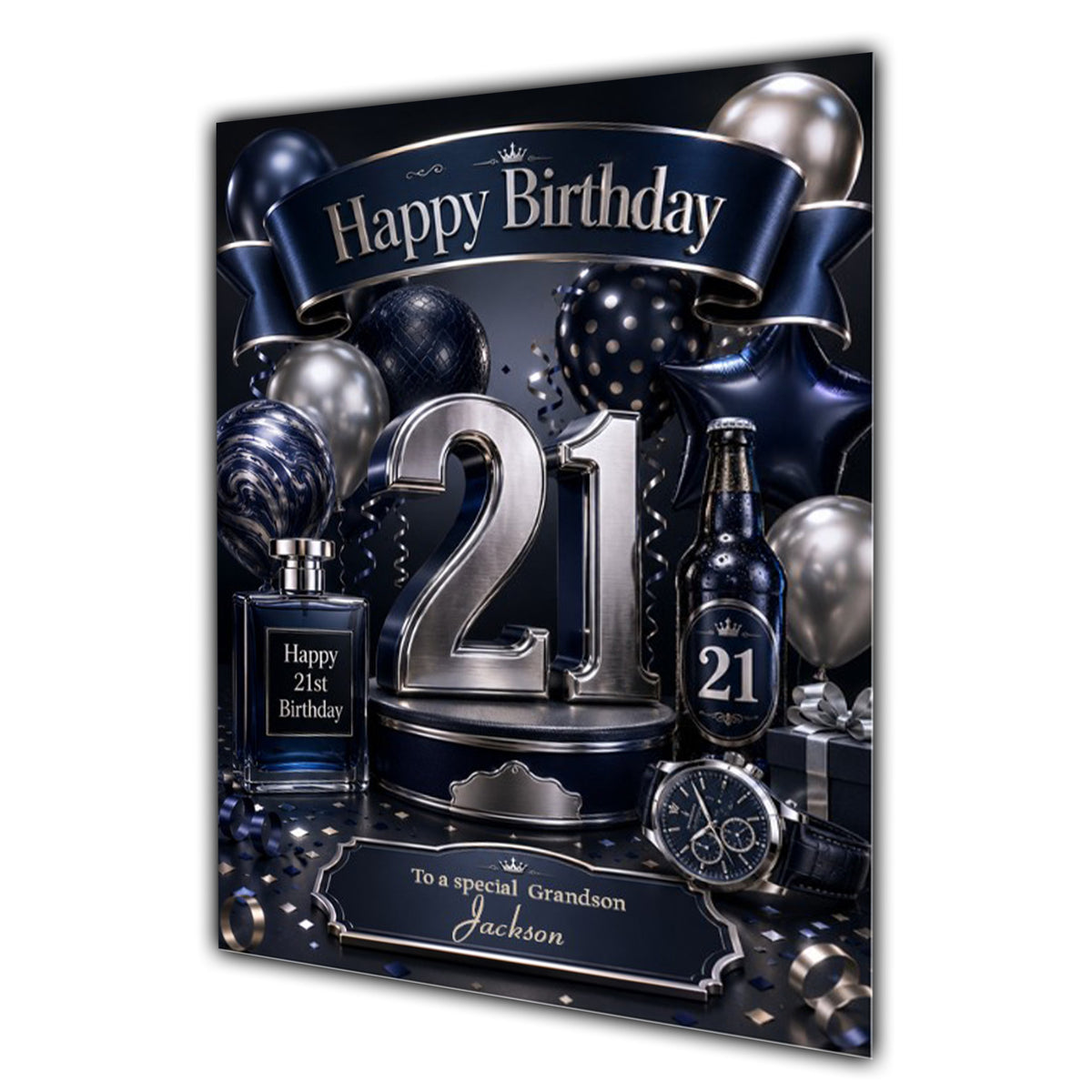21st Birthday Card Men Personalised, Son, Grandson, Nephew,  A5 Size