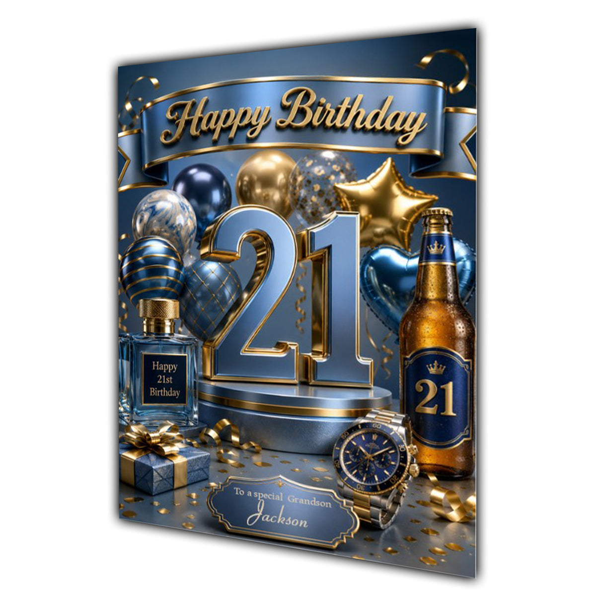 21st Birthday Card Men Personalised, Son, Grandson, Nephew,  A5 Size
