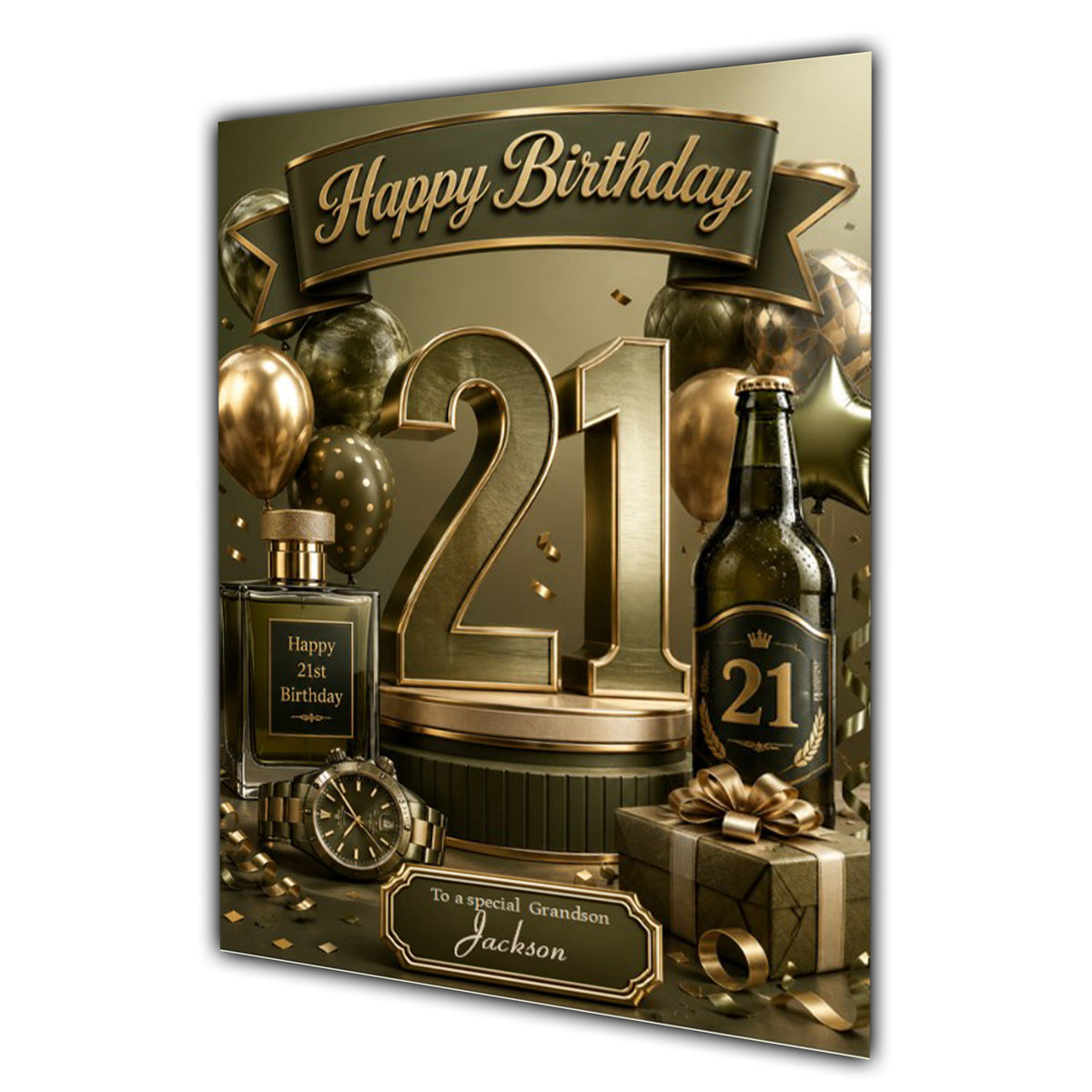 21st Birthday Card Men Personalised, Son, Grandson, Nephew,  A5 Size