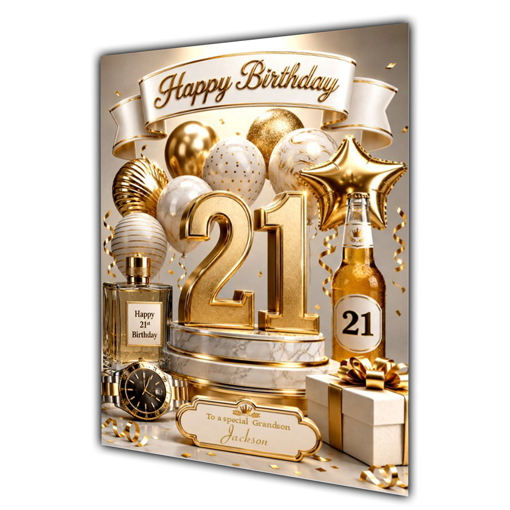 21st Birthday Card Men Personalised, Son, Grandson, Nephew,  A5 Size