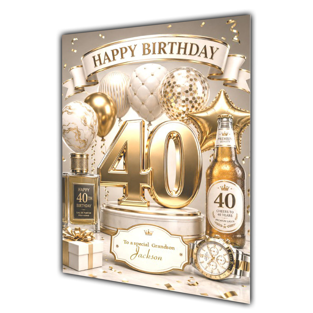 40th Birthday Card Men Personalised, Son, Grandson, Nephew,  A5 Size