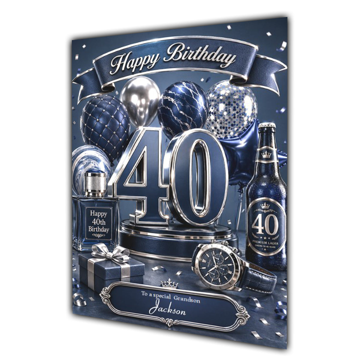 40th Birthday Card Men Personalised, Son, Grandson, Nephew,  A5 Size