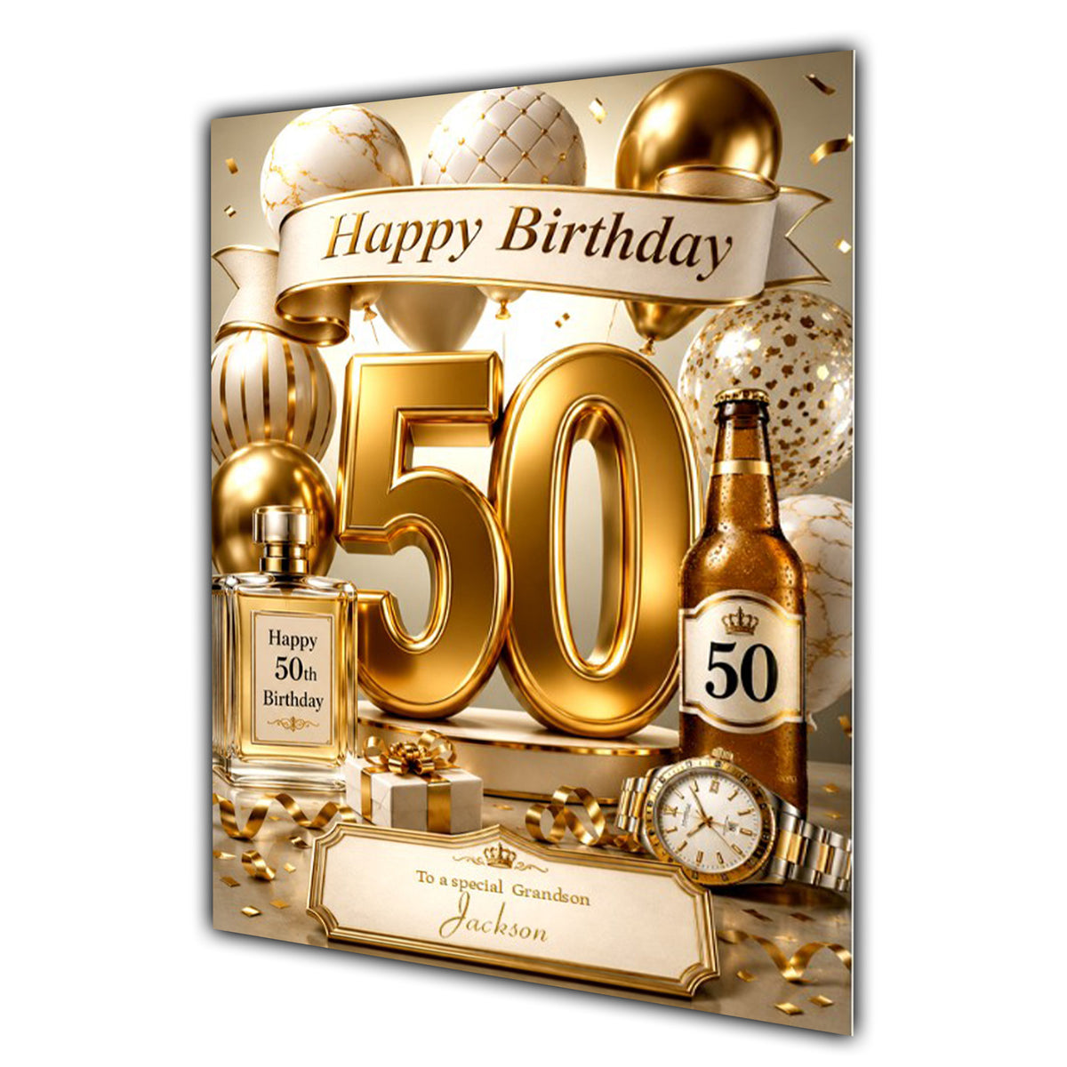 50th Birthday Card Men Personalised, Son, Grandson, Nephew,  A5 Size