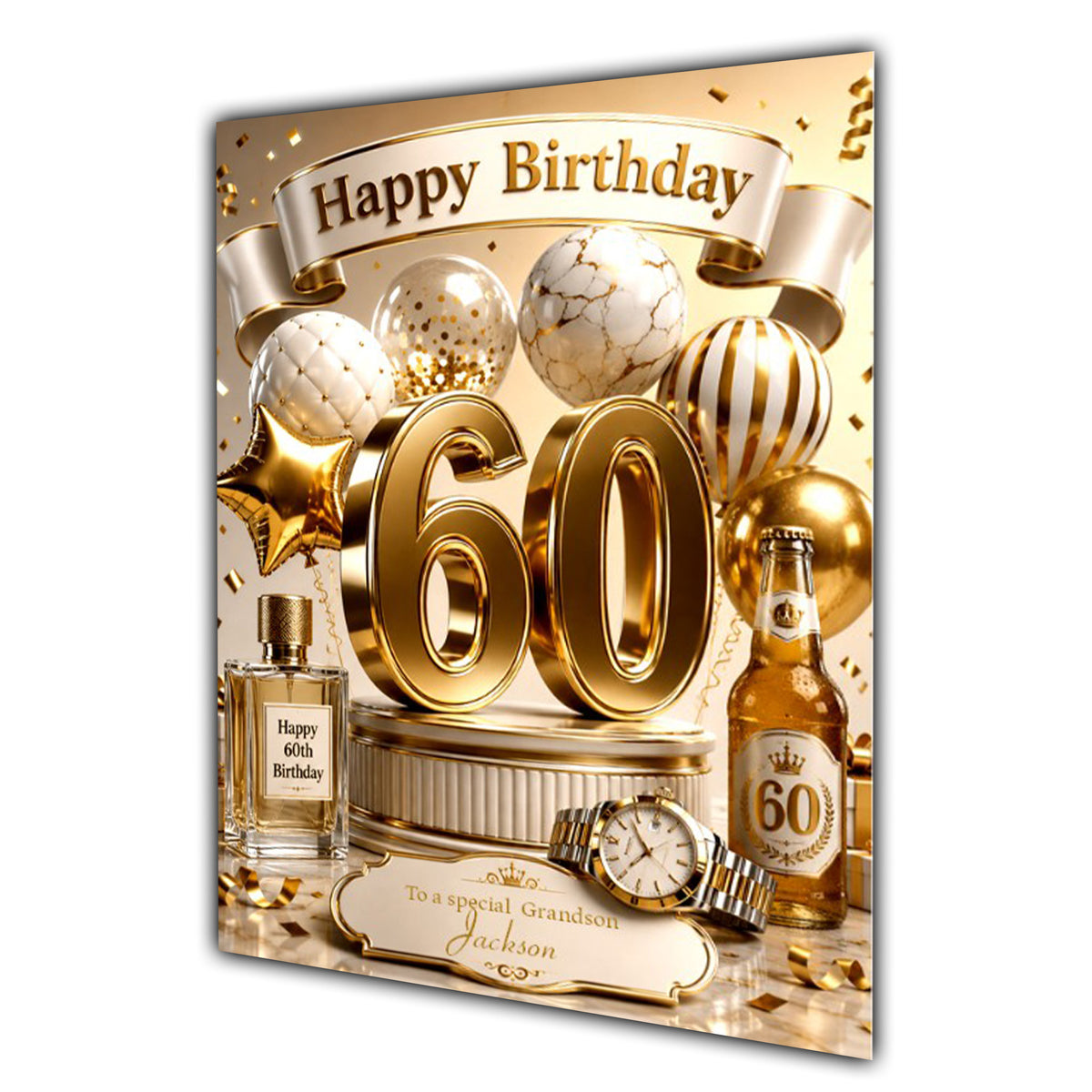 60th Birthday Card Men Personalised, Son, Grandson, Nephew,  A5 Size