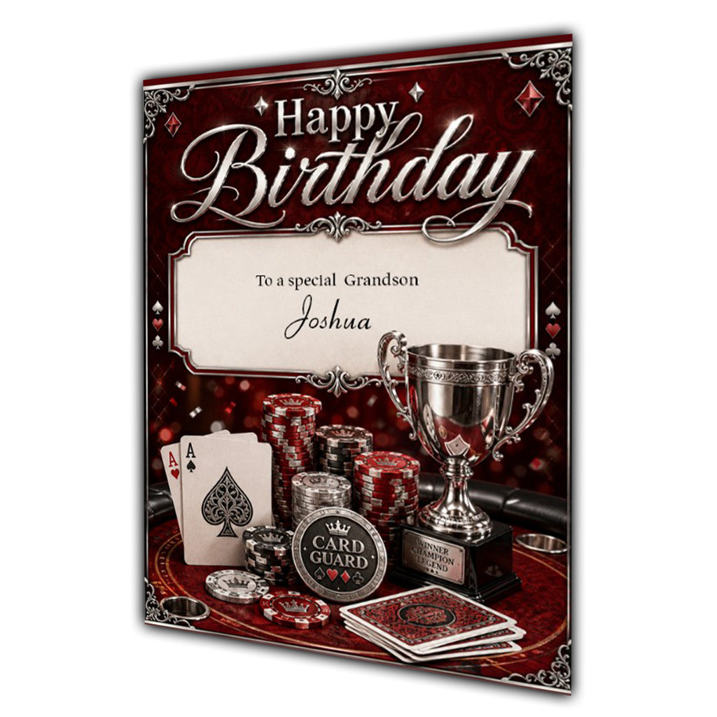 Poker Birthday Card Men Personalised, Son, Grandson, Brother, Dad A5 Size