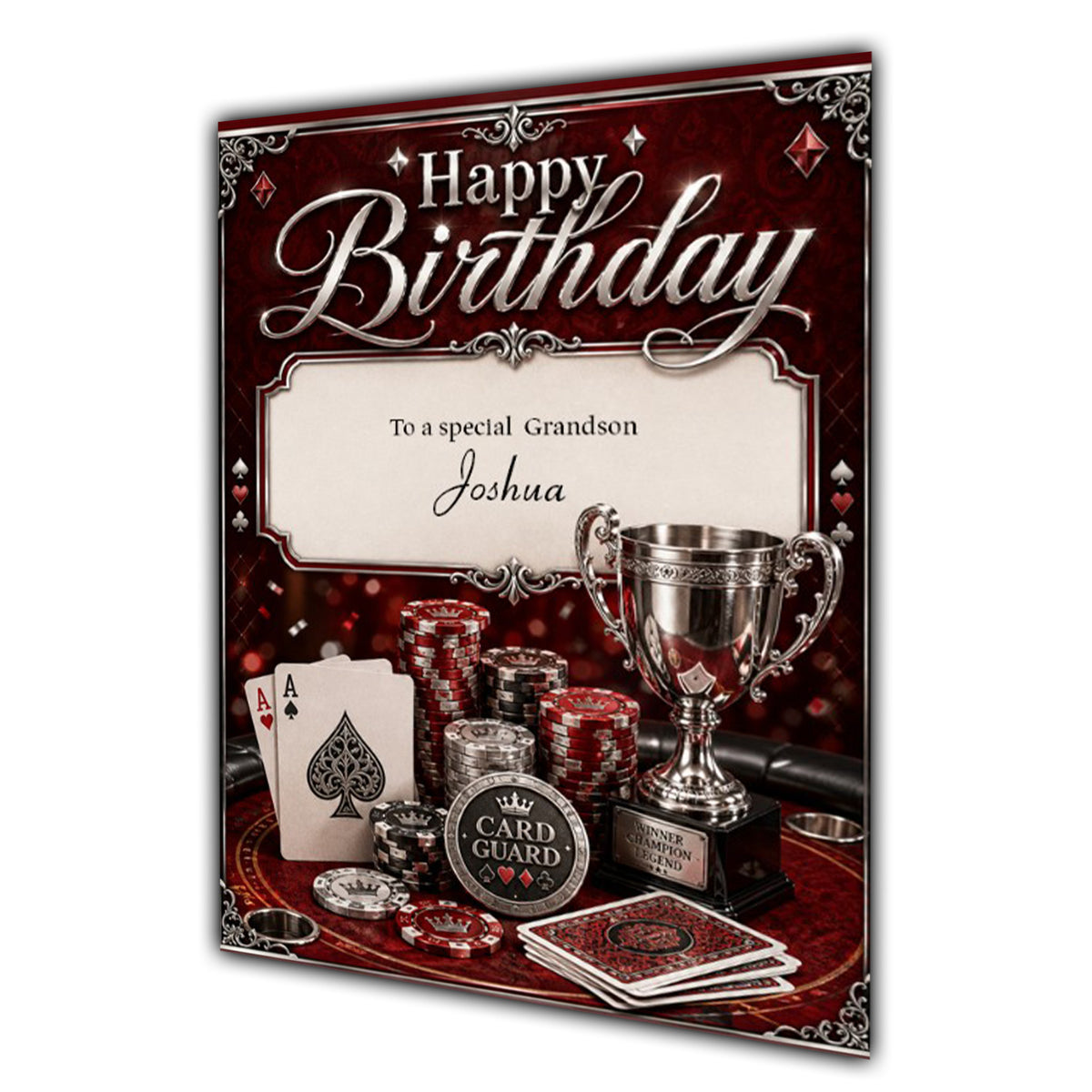 Poker Birthday Card Men Personalised, Son, Grandson, Brother, Dad A5 Size