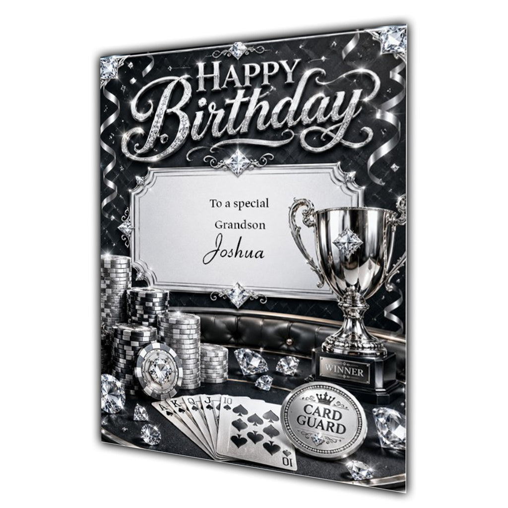 Poker Birthday Card Men Personalised, Son, Grandson, Brother, Dad A5 Size