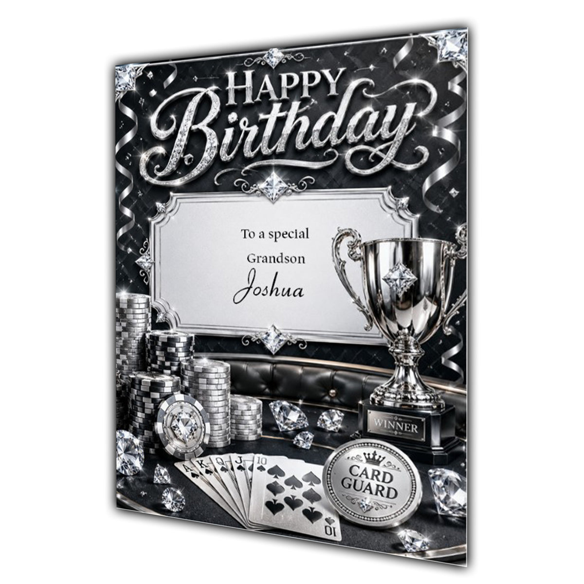 Poker Birthday Card Men Personalised, Son, Grandson, Brother, Dad A5 Size