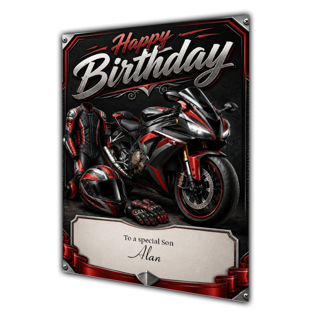 Motorbike Birthday Card Men Personalised Son Brother Dad  Husband A5 Size