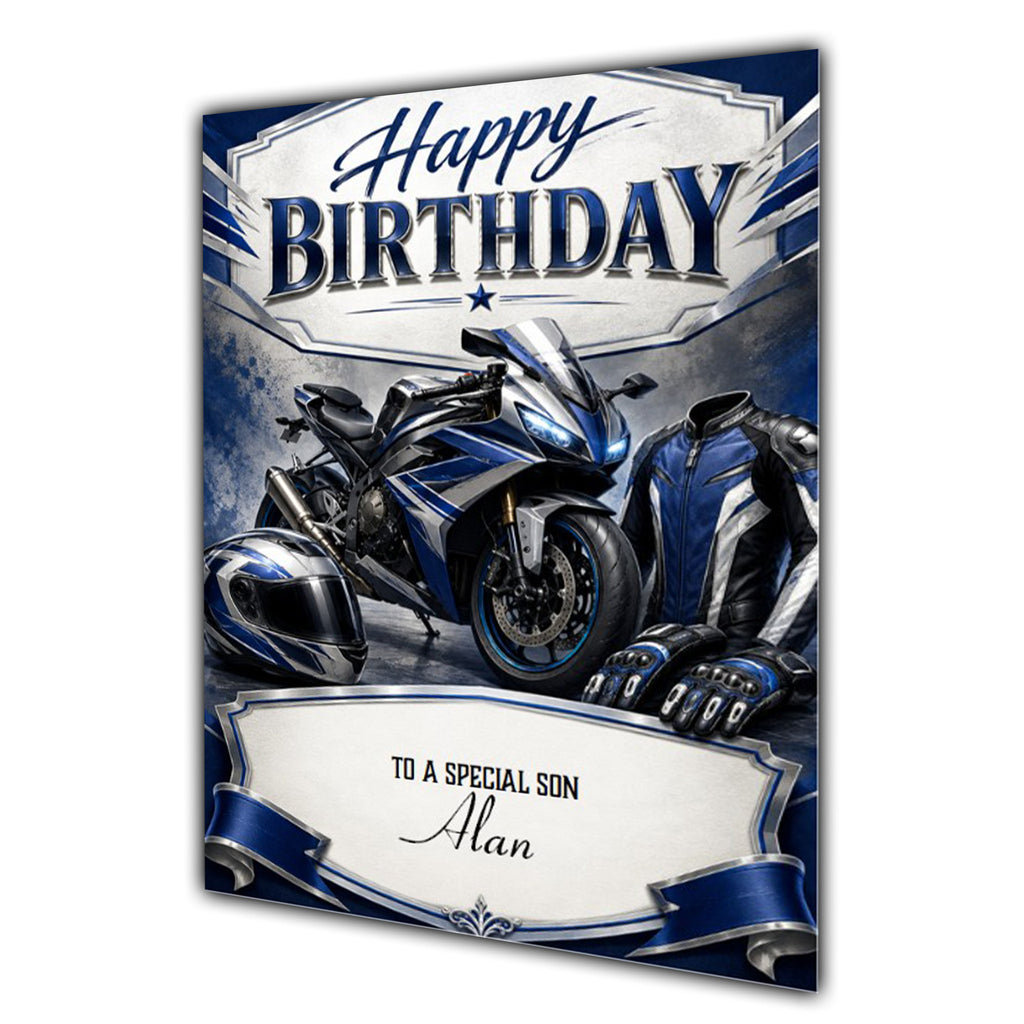 Motorbike Birthday Card Men Personalised Son Brother Dad  Husband A5 Size