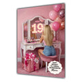 Personalised 19th Birthday Card - Girl at a Dressing Table - Blonde Hair