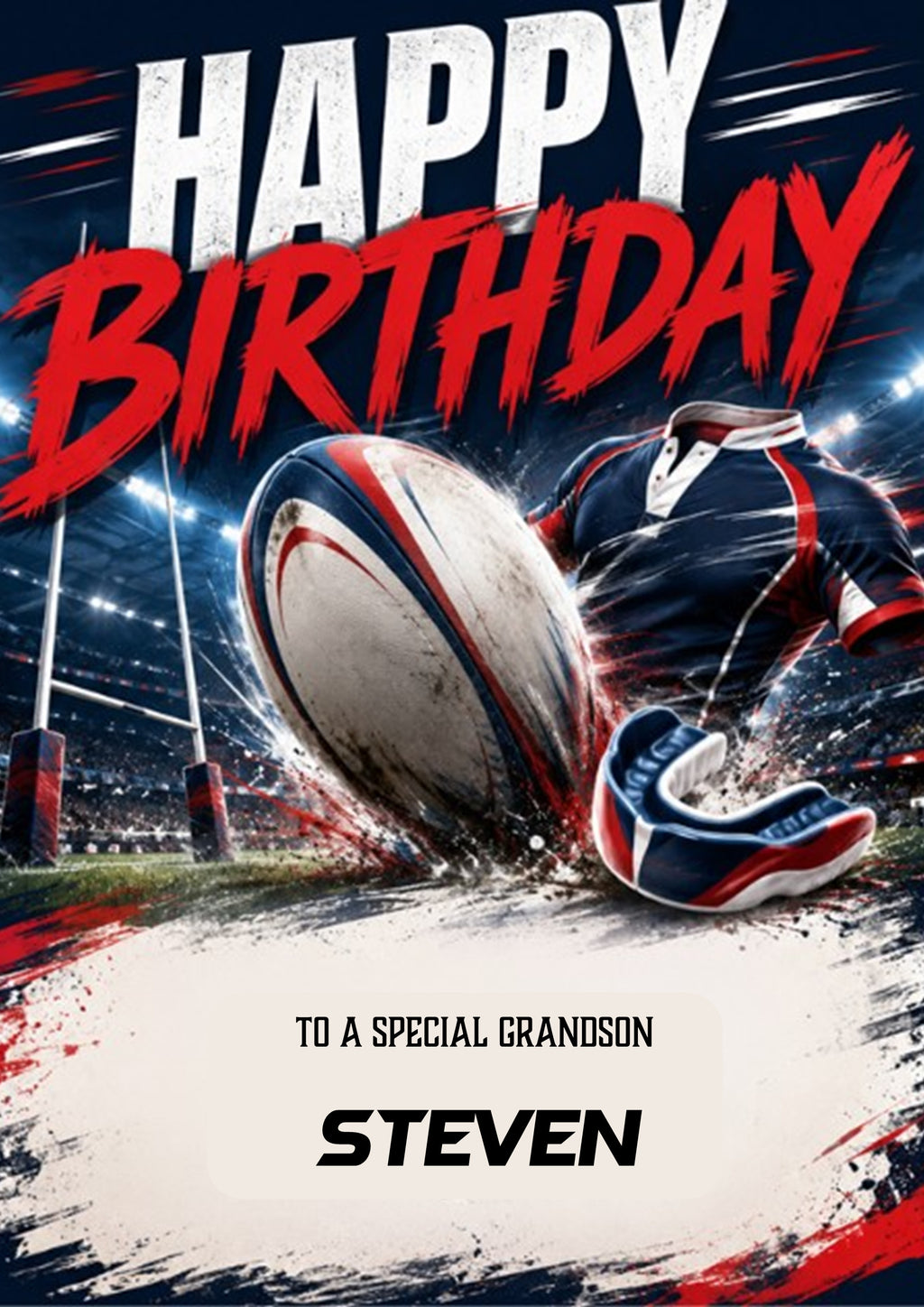 Birthday Card Men Personalised Son Brother Grandson Rugby A5 Size