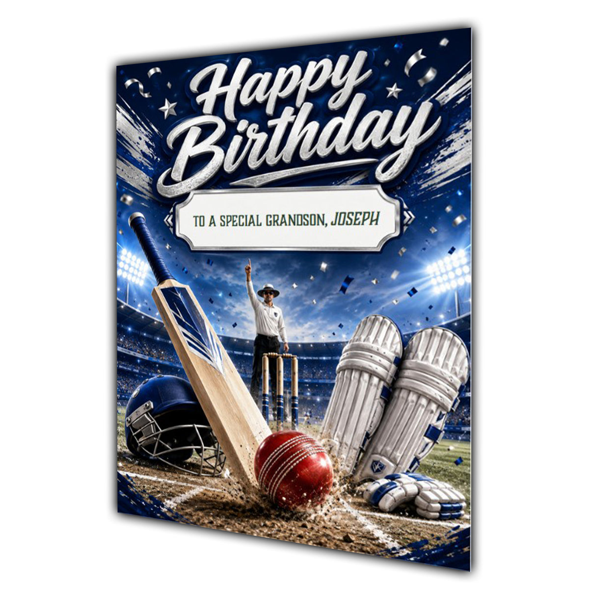 Birthday Card Men Personalised Son Brother Grandson Dad Cricket A5 Size