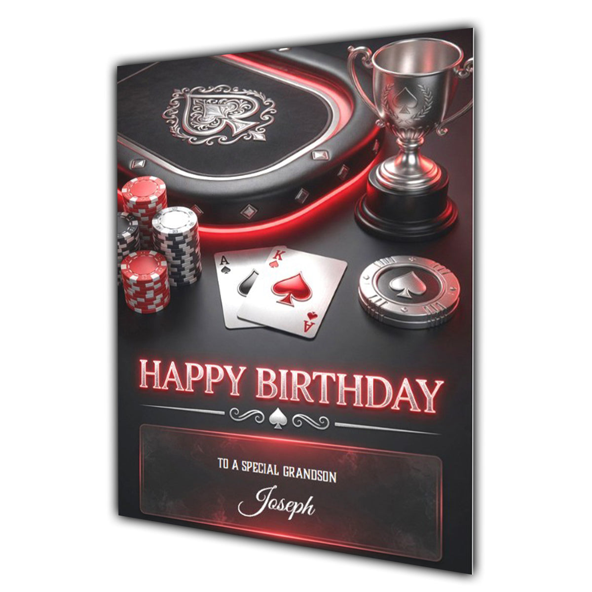 Birthday Card Men Personalised Son Grandad Grandson Dad Poker A5 Size