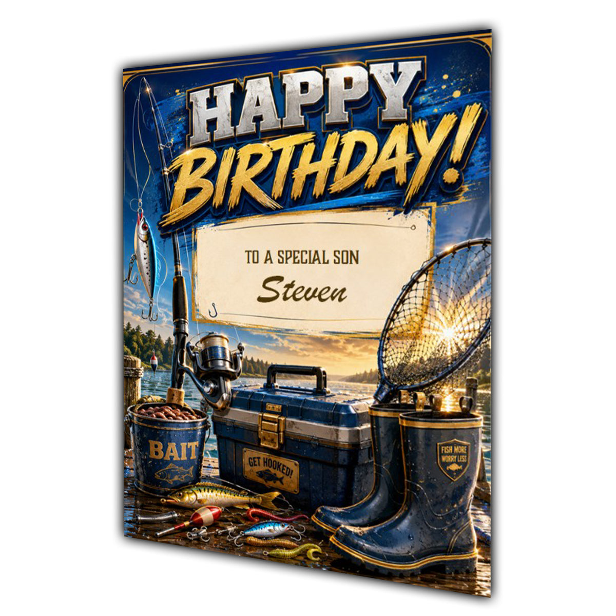 Birthday Card Men Personalised Son Husband Dad Grandson Fishing A5 Size