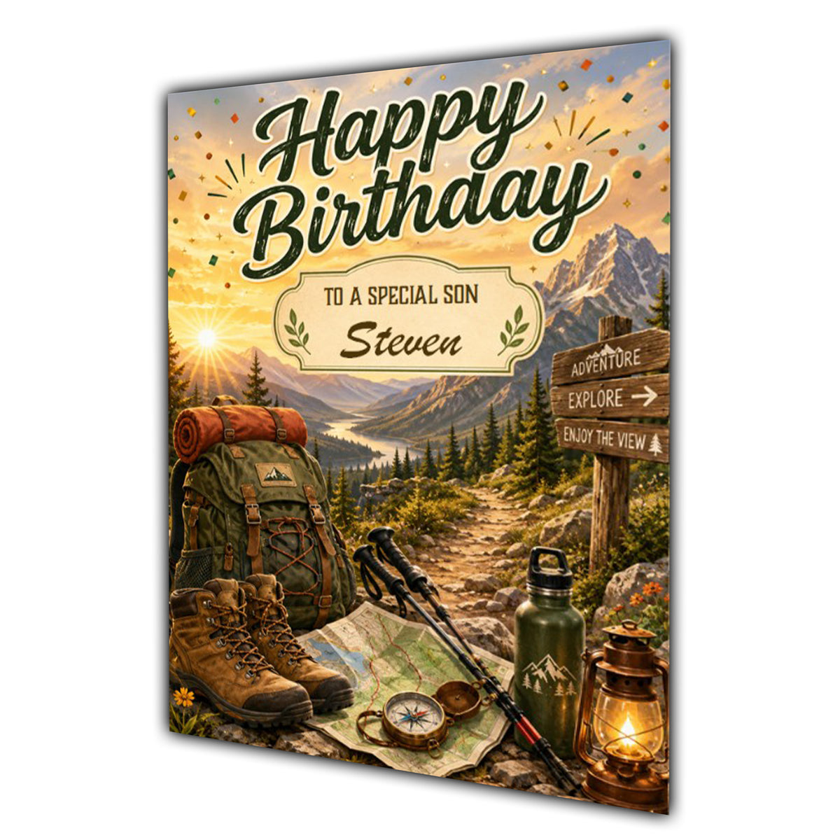 Birthday Card Men Personalised Son Husband Dad Grandson Hiking A5 Size