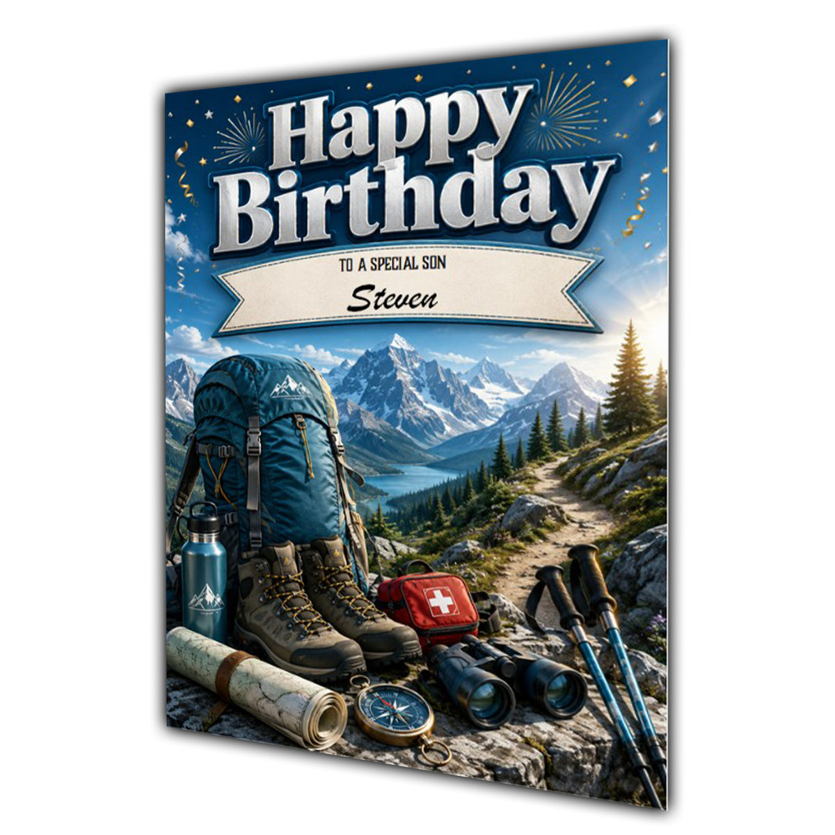 Birthday Card Men Personalised Son Husband Dad Grandson Hiking A5 Size