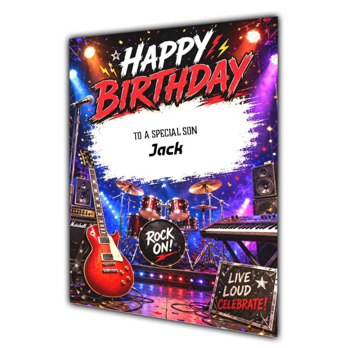 Birthday Card Men Personalised Husband Dad Grandson Son Music Band A5 Size