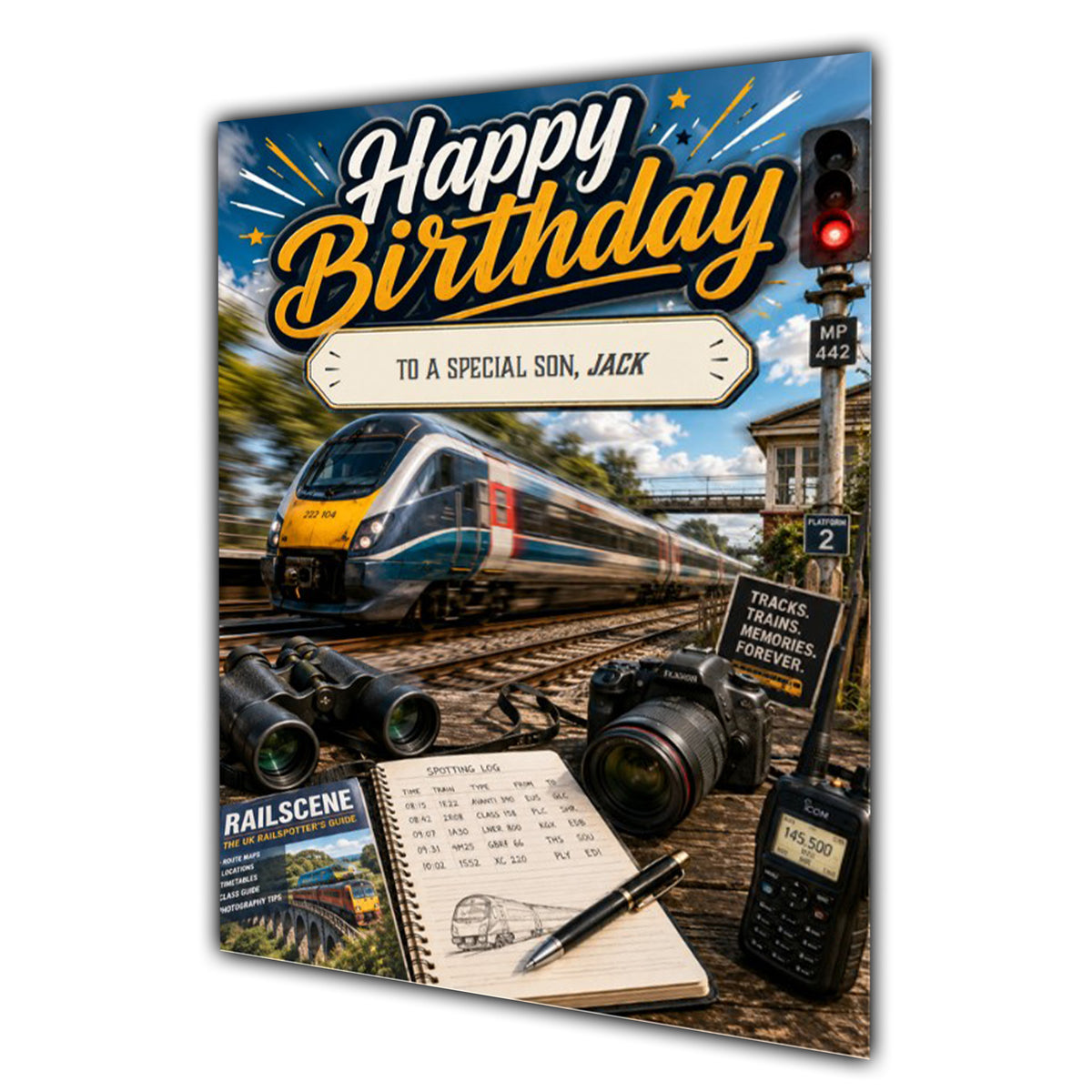 Birthday Card Men Personalised Husband Dad Grandson Trainspotting A5 Size