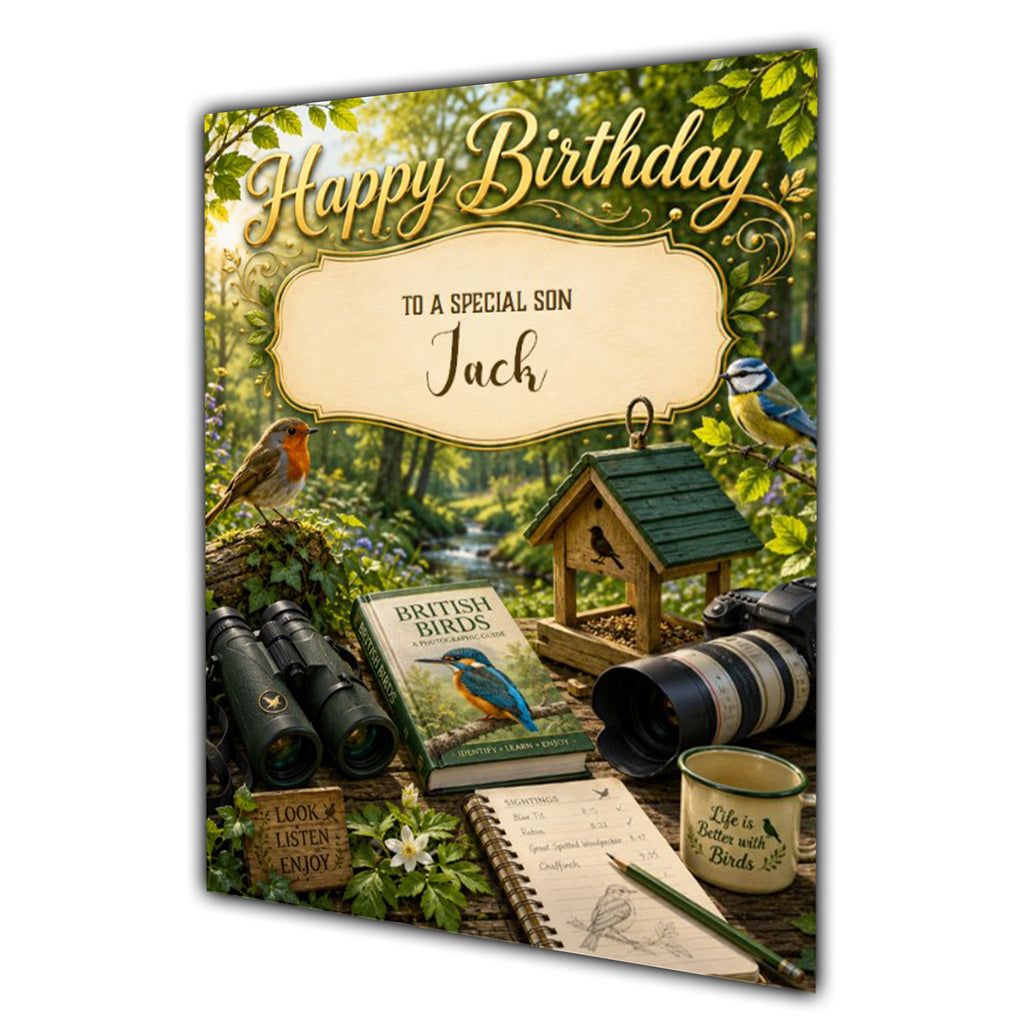 Birthday Card Men Personalised Husband Dad Grandad Bird Watching A5 Size