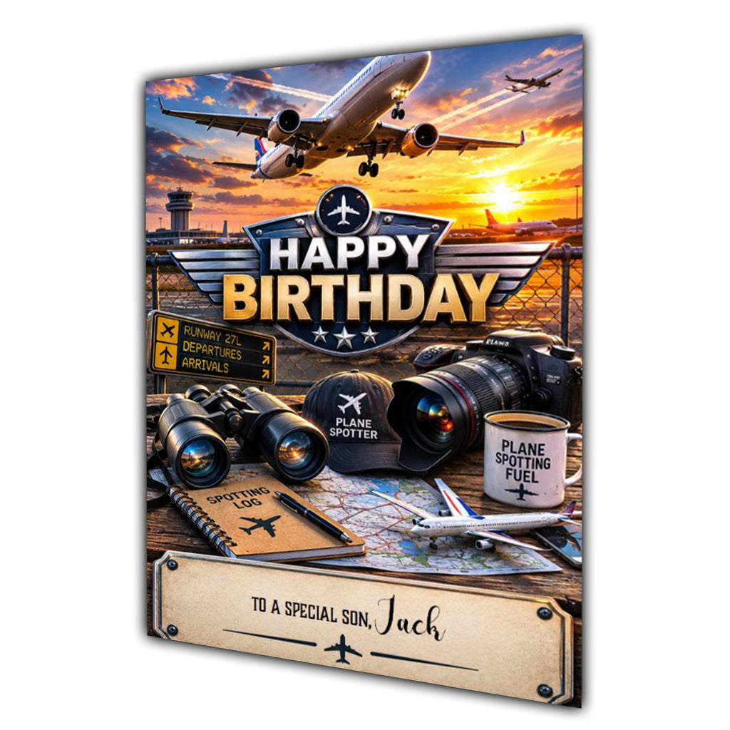 Birthday Card Men Personalised Husband Dad Grandad Planespotting A5 Size