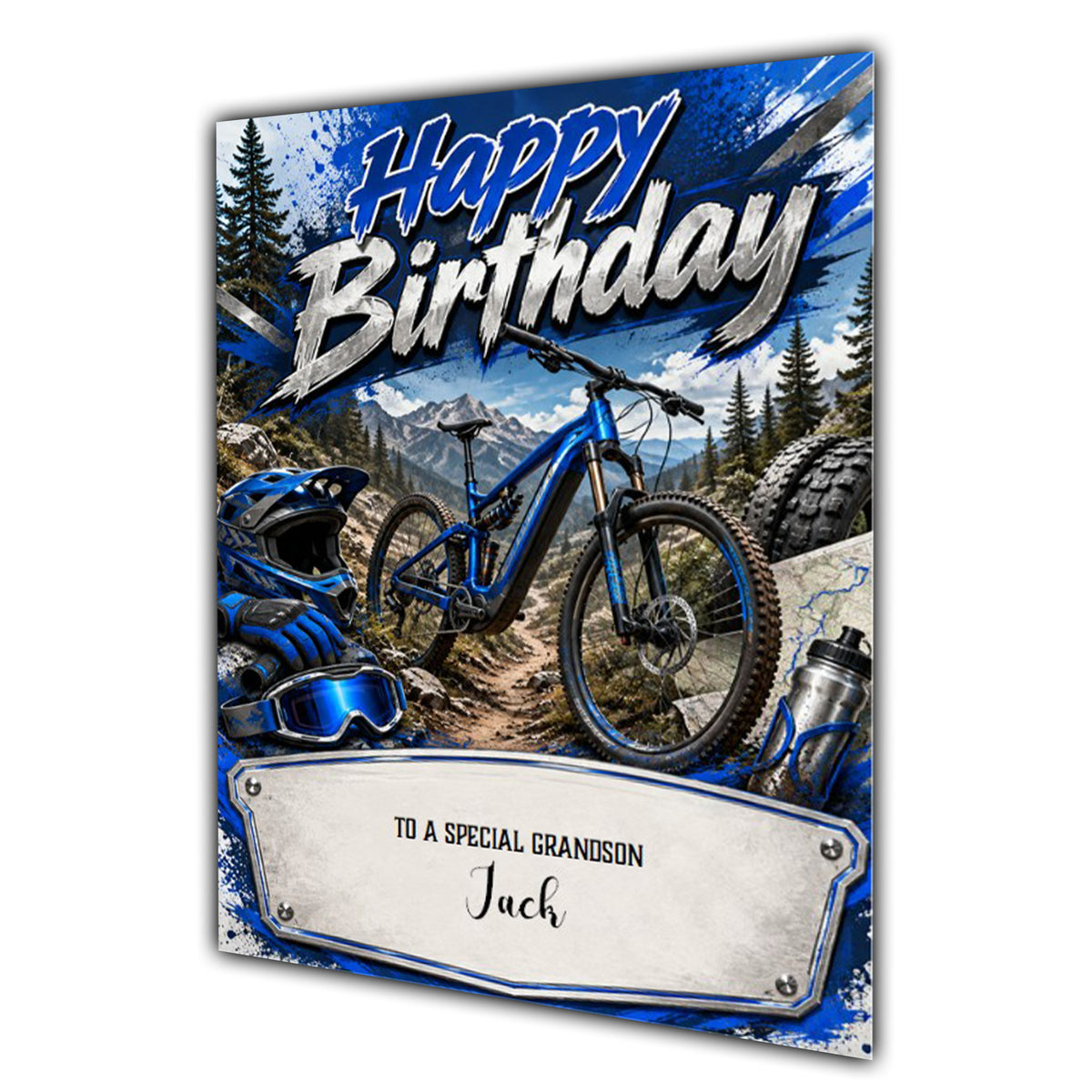 Mountain Biking Birthday Card For Men or Boys, Grandson, Son, Nephew, Dad, Uncle, Grandad, Personalised, Male,
