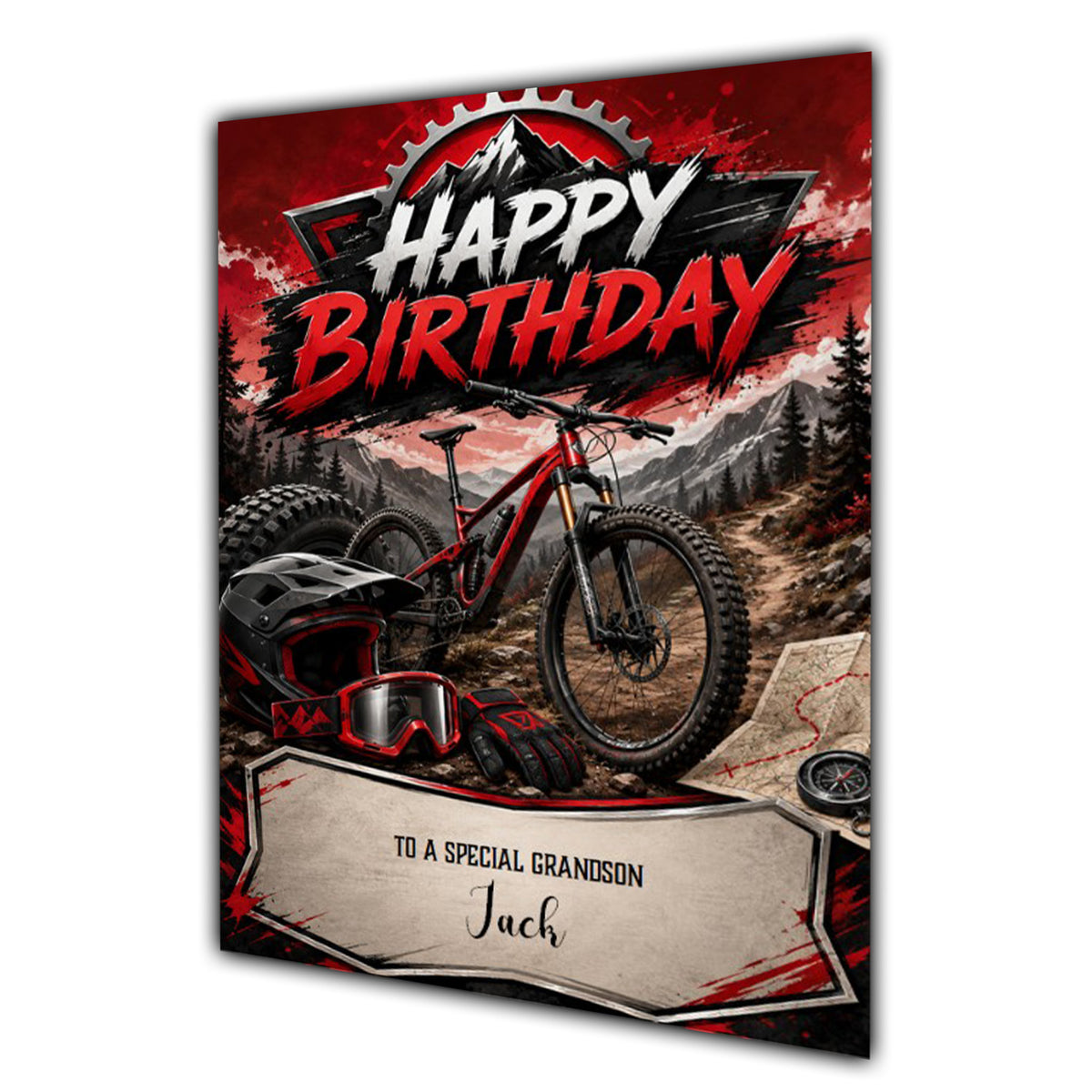 Birthday Card Men Personalised Husband Dad Grandad Grandson Biking A5 Size