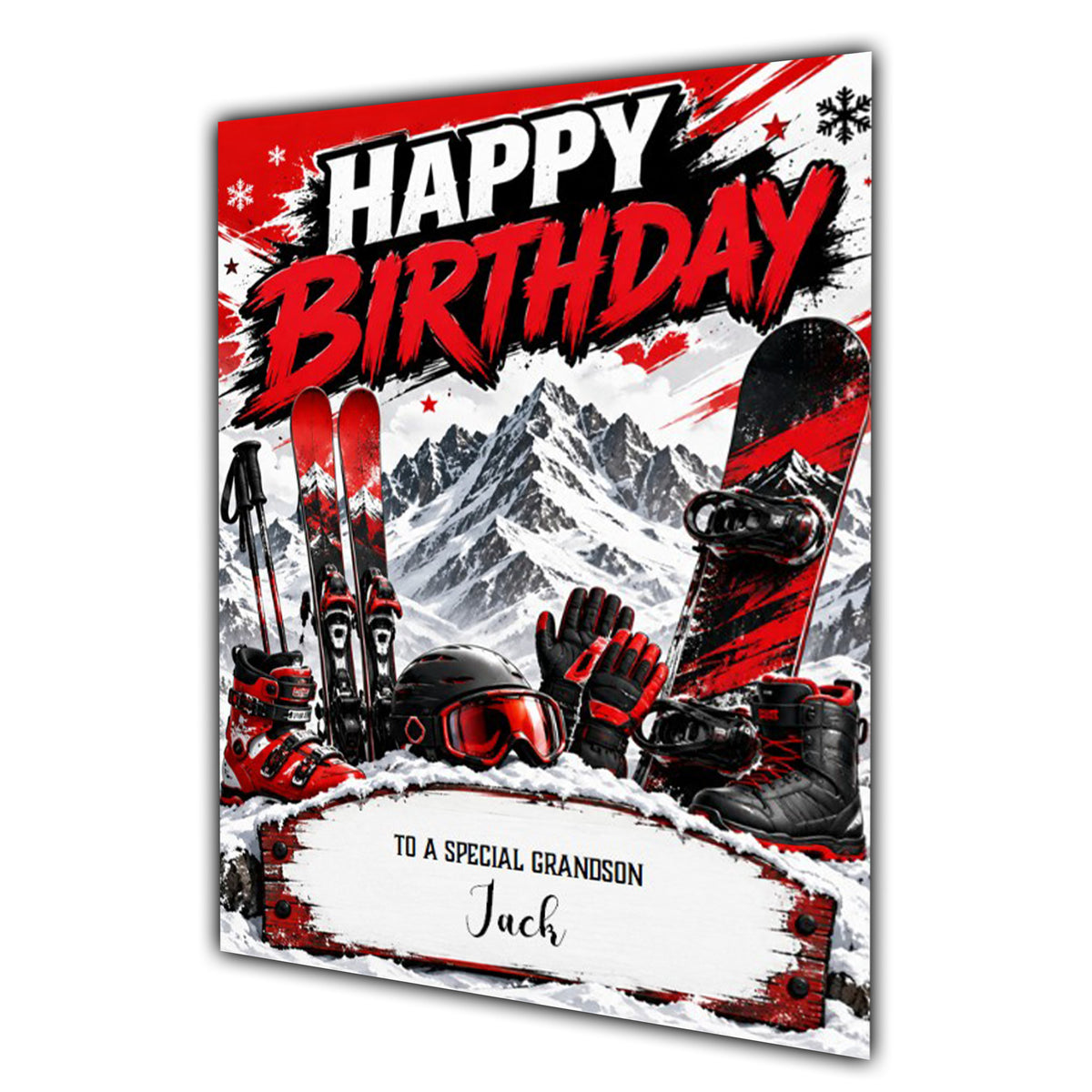 Birthday Card Men Personalised Husband Dad Son Grandson Skiing A5 Size