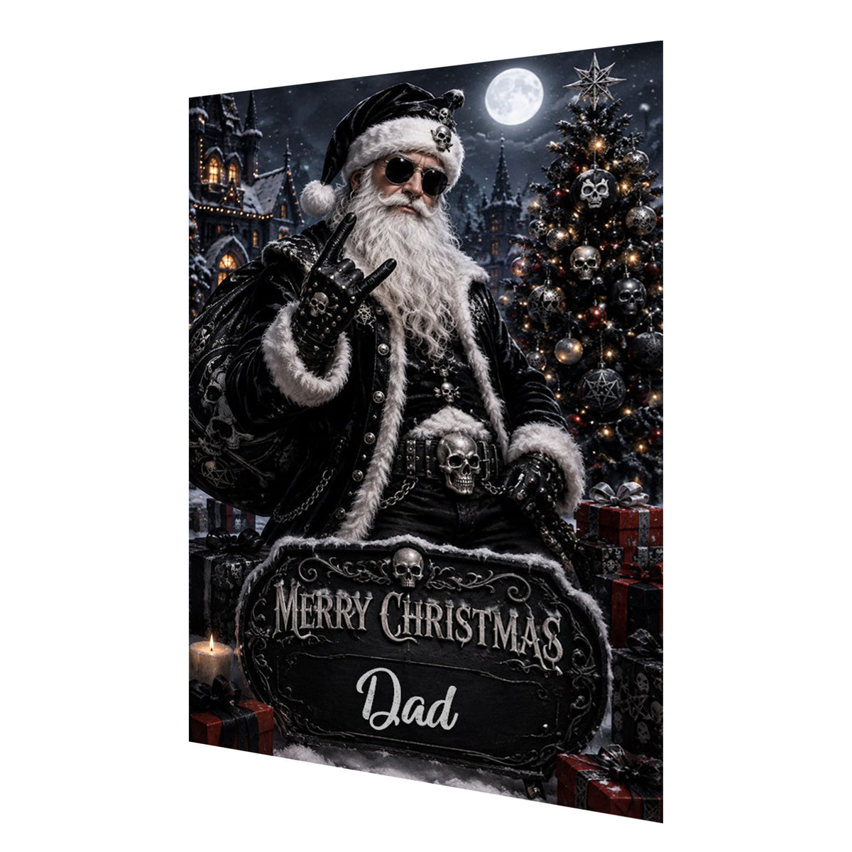 Personalised Christmas Card - Gothic Santa in Black